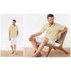 imageButton Down Short Sleeve Linen Shirts for Men Summer Casual Cotton Spread Collar Beach ShirtsBeige