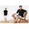 imageButton Down Short Sleeve Linen Shirts for Men Summer Casual Cotton Spread Collar Beach ShirtsBlack