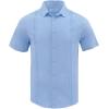 imageButton Down Short Sleeve Linen Shirts for Men Summer Casual Cotton Spread Collar Beach ShirtsGuayaberablue