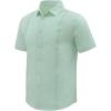 imageButton Down Short Sleeve Linen Shirts for Men Summer Casual Cotton Spread Collar Beach ShirtsGuayaberamint Green
