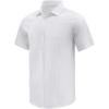 imageButton Down Short Sleeve Linen Shirts for Men Summer Casual Cotton Spread Collar Beach ShirtsGuayaberawhite