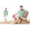 imageButton Down Short Sleeve Linen Shirts for Men Summer Casual Cotton Spread Collar Beach ShirtsMint Green