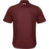 imageButton Down Short Sleeve Linen Shirts for Men Summer Casual Cotton Spread Collar Beach ShirtsRed Wine
