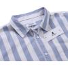 imageButton Down Short Sleeve Linen Shirts for Men Summer Casual Cotton Spread Collar Beach ShirtsStripe Blue