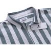 imageButton Down Short Sleeve Linen Shirts for Men Summer Casual Cotton Spread Collar Beach ShirtsStripe Dark Green