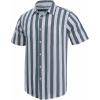 imageButton Down Short Sleeve Linen Shirts for Men Summer Casual Cotton Spread Collar Beach ShirtsStripe Dark Green