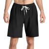 imageMens Drawstring Casual Shorts Elastic Waist Summer Beach Shorts with PocketsBlack