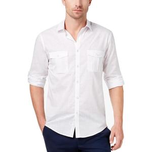 imageButton Down Short Sleeve Linen Shirts for Men Summer Casual Cotton Spread Collar Beach ShirtsYwhite