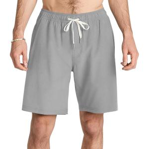imageMens Drawstring Casual Shorts Elastic Waist Summer Beach Shorts with PocketsGrey