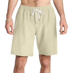 imageMens Drawstring Casual Shorts Elastic Waist Summer Beach Shorts with PocketsKhaki