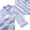imageButton Down Linen Shirts for Men Casual Long Sleeve Regular Fit Cotton Beach Shirts with PocketStripe Blue