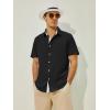 imageMens Button Down Dress Shirts Short Sleeve Casual Shirts Wrinkle Free Business Shirt Stain SheildBlack
