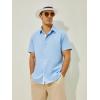 imageMens Button Down Dress Shirts Short Sleeve Casual Shirts Wrinkle Free Business Shirt Stain SheildBlue
