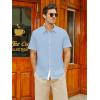 imageMens Button Down Dress Shirts Short Sleeve Casual Shirts Wrinkle Free Business Shirt Stain SheildBlue