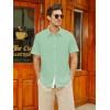 imageMens Button Down Dress Shirts Short Sleeve Casual Shirts Wrinkle Free Business Shirt Stain SheildLight Green