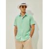 imageMens Button Down Dress Shirts Short Sleeve Casual Shirts Wrinkle Free Business Shirt Stain SheildLight Green