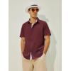 imageMens Button Down Dress Shirts Short Sleeve Casual Shirts Wrinkle Free Business Shirt Stain SheildRed Wine