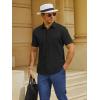 imageMens Button Down Dress Shirts Short Sleeve Casual Shirts Wrinkle Free Business Shirt Stain SheildSlimfit Black