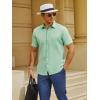 imageMens Button Down Dress Shirts Short Sleeve Casual Shirts Wrinkle Free Business Shirt Stain SheildSlimfit Light Green