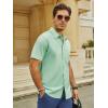 imageMens Button Down Dress Shirts Short Sleeve Casual Shirts Wrinkle Free Business Shirt Stain SheildSlimfit Light Green