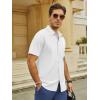 imageMens Button Down Dress Shirts Short Sleeve Casual Shirts Wrinkle Free Business Shirt Stain SheildSlimfit White