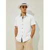 imageMens Button Down Dress Shirts Short Sleeve Casual Shirts Wrinkle Free Business Shirt Stain SheildWhite