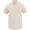 imageMens Casual Linen Cotton Button Down Short Sleeve Shirts Cuban Camp Guayabera Beach TopsCubanbeige