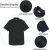 imageMens Casual Linen Cotton Button Down Short Sleeve Shirts Cuban Camp Guayabera Beach TopsCubanblack