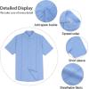 imageMens Casual Linen Cotton Button Down Short Sleeve Shirts Cuban Camp Guayabera Beach TopsCubanblue