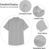 imageMens Casual Linen Cotton Button Down Short Sleeve Shirts Cuban Camp Guayabera Beach TopsCubangrey