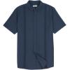 imageMens Casual Linen Cotton Button Down Short Sleeve Shirts Cuban Camp Guayabera Beach TopsCubannavy Blue