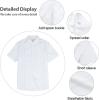 imageMens Casual Linen Cotton Button Down Short Sleeve Shirts Cuban Camp Guayabera Beach TopsCubanwhite