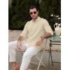 imageMens Casual Long Sleeve Cotton Linen Shirts Buttons Down Solid Plain RollUp Sleeve Summer Beach ShirtsBeige
