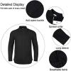 imageMens Casual Long Sleeve Cotton Linen Shirts Buttons Down Solid Plain RollUp Sleeve Summer Beach ShirtsBlack