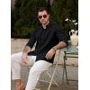 imageMens Casual Long Sleeve Cotton Linen Shirts Buttons Down Solid Plain RollUp Sleeve Summer Beach ShirtsBlack