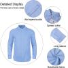 imageMens Casual Long Sleeve Cotton Linen Shirts Buttons Down Solid Plain RollUp Sleeve Summer Beach ShirtsBlue