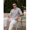imageMens Casual Long Sleeve Cotton Linen Shirts Buttons Down Solid Plain RollUp Sleeve Summer Beach ShirtsGrey