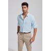 imageMens Casual Long Sleeve Cotton Linen Shirts Buttons Down Solid Plain RollUp Sleeve Summer Beach ShirtsMint Blue