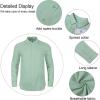 imageMens Casual Long Sleeve Cotton Linen Shirts Buttons Down Solid Plain RollUp Sleeve Summer Beach ShirtsMint Green