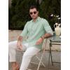 imageMens Casual Long Sleeve Cotton Linen Shirts Buttons Down Solid Plain RollUp Sleeve Summer Beach ShirtsMint Green