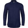 imageMens Casual Long Sleeve Cotton Linen Shirts Buttons Down Solid Plain RollUp Sleeve Summer Beach ShirtsNavy