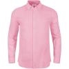 imageMens Casual Long Sleeve Cotton Linen Shirts Buttons Down Solid Plain RollUp Sleeve Summer Beach ShirtsNew Pink