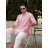 imageMens Casual Long Sleeve Cotton Linen Shirts Buttons Down Solid Plain RollUp Sleeve Summer Beach ShirtsNew Pink