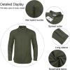 imageMens Casual Long Sleeve Cotton Linen Shirts Buttons Down Solid Plain RollUp Sleeve Summer Beach ShirtsOlive Green