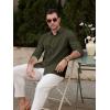 imageMens Casual Long Sleeve Cotton Linen Shirts Buttons Down Solid Plain RollUp Sleeve Summer Beach ShirtsOlive Green