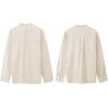 imageMens Casual Long Sleeve Cotton Linen Shirts Buttons Down Solid Plain RollUp Sleeve Summer Beach ShirtsXbeige