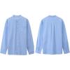 imageMens Casual Long Sleeve Cotton Linen Shirts Buttons Down Solid Plain RollUp Sleeve Summer Beach ShirtsXblue