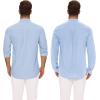 imageMens Casual Long Sleeve Cotton Linen Shirts Buttons Down Solid Plain RollUp Sleeve Summer Beach ShirtsXblue