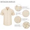 imageMens Cotton Linen Short Sleeve Shirts Cuban Camp Button Down Beach Vacation Tops with PocketCampapricot