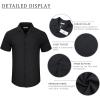 imageMens Cotton Linen Short Sleeve Shirts Cuban Camp Button Down Beach Vacation Tops with PocketCampblack